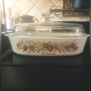 CorningWare Vtg A-10 BCasserole10x10x2.5 Le Romarin Spice of Life w/Lid A-12C